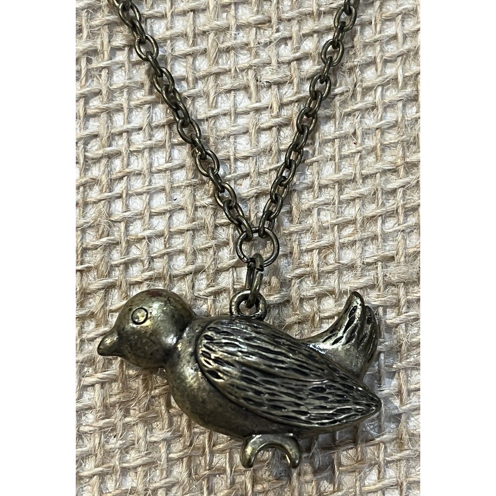 Vintage Style Antique Gold Bird Pendant Necklace 28in Bird Lovers
